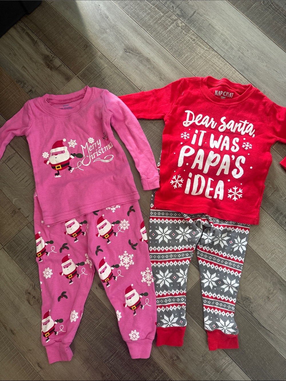 Red "Dear Santa, It Was Papa's Idea" Kids Pajama Set